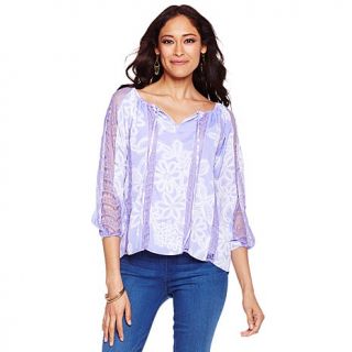 Hot in Hollywood "Maya" Peasant Blouse with Lace
