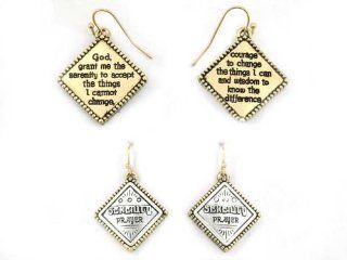Goldtone Serenity Prayer "God Grant Me The Serenity To Accept The Things I Cannot Change; Courage To Change The Things I Can; And Wisdom To Know The Difference." Inspirational Theme Two Tone Earrings: Everything Else