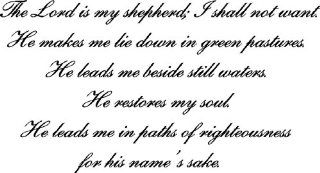 Psalm 23, Vinyl Wall Art, The Lord Is My Shepherd, Shall Not Want, Makes Lie Down Green Pastures Restores My Soul His Names Sake Leads Beside Still Waters Paths of Righteousness My Cup Overflows All the Days of My Life: Everything Else
