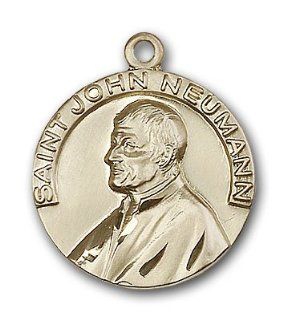 Large Detailed Men's 14kt Solid Gold Pendant Saint St. John Neumann Medal 1 x 7/8 Inches Catholic Education 4230  Comes with a Black velvet Box: Jewelry