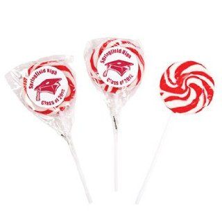 Personalized Red Graduation Swirl Pops   Graduation Party & Graduation Candy : Grocery & Gourmet Food
