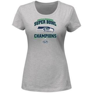 Seattle Seahawks Super Bowl XLVIII Champions Ladies We Believed V T Shirt   Gray