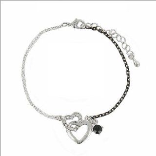 Exquisite Two Hearts W Stone Bracelet #038509 Jewelry