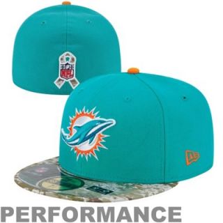 New Era Miami Dolphins Youth Salute To Service 59FIFTY Fitted Performance Hat   Aqua