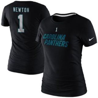 Nike Cam Newton Carolina Panthers Ladies Player Name and Number T Shirt   Black