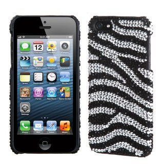 Hard Plastic Snap on Cover Fits Apple iPhone 5 5S Black/White Zebra Skin Diamante Desire Back Plus A Free LCD Screen Protector AT&T, Cricket, Sprint, Verizon (does NOT fit Apple iPhone or iPhone 3G/3GS or iPhone 4/4S or iPhone 5C): Cell Phones & Ac