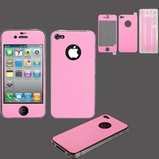 Full Body Protective Sticker Fits Apple iPhone 4 4S Pink Leather with LCD Screen Protective Film AT&T, Verizon (does NOT fit Apple iPhone or iPhone 3G/3GS or iPhone 5/5S/5C): Cell Phones & Accessories