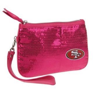 San Francisco 49ers Ladies Sequin Stat Wristlet Purse   Pink