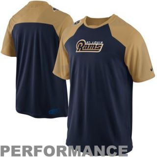 Nike St. Louis Rams Fly Slant Performance T Shirt   Navy Blue/Gold