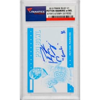 Peyton Manning Denver Broncos Autographed 2013 Panini Blue Card with Omaha Inscription
