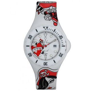 ToyWatch Jelly Tattoo Watch JYT01WH White Pin Up Love Silicone Strap Plasteramic Case Date Display: Watches