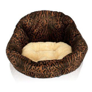 Cute Solid Comfort Soft Warm Dog Beds Pet Sofa Kennels Couch Coffee Leopard H51072 : Pet Supplies