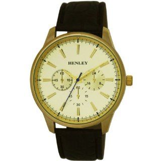 Henley Gents Chrono Effect Champagne Dial Brown PU Strap City Watch H01013.2 at  Men's Watch store.
