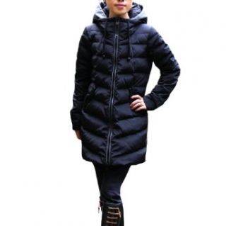 Pandella Women's Black Quilted Hooded Down Jacket Coat Parka (L) at  Womens Clothing store: Down Outerwear Coats