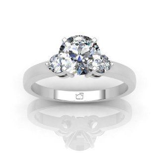 Platinum Nothing says 'lovely' more clearly than a single Round Brilliant Diamond on either side of your center stone 1/3 CTW. This item includes a free Cubic Zirconia center in the shape shown.: Engagement Rings: Jewelry