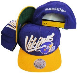 Minnesota Vikings Diagonal Script Purple/Yellow Two Tone Plastic Snapback Adjustable Plastic Snap Back Hat / Cap : Sports Fan Baseball Caps : Sports & Outdoors