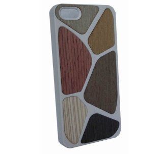 New Hard Case with Wood Effect   Iphone 5 Hard Silicone Case with Multi coloured Wood Effect (White)+free the American flag protective film for iphone5,by aimmi Cell Phones & Accessories