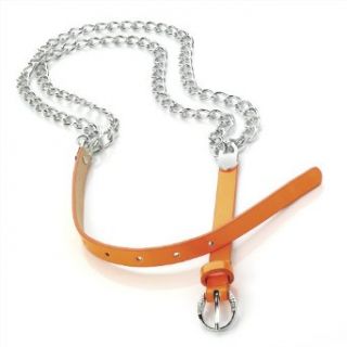 New Ladies Modern Two Row Neon Orange And Silver Colour Chain Belt at  Womens Clothing store