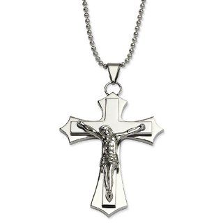 New Genuine Chisel Stainless Steel Polished Crucifix Pendant 22in Necklace: Vishal Jewelry: Jewelry