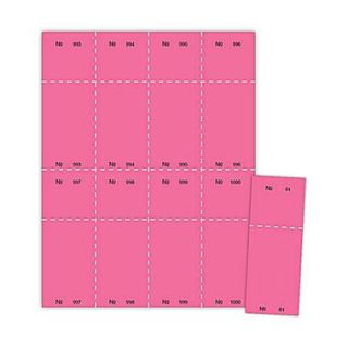 Blanks/USA 2 1/8 x 5 1/2 Numbered 01 1000 Digital Cover Raffle Ticket, Pink, 1000/Pack