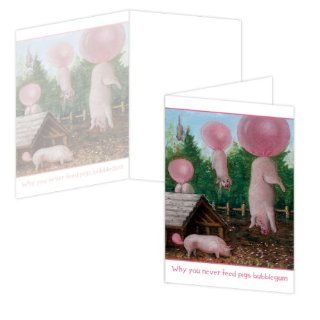 ECOeverywhere Why You Never Feed Pigs Bubblegum Boxed Card Set, 12 Cards and Envelopes, 4 x 6 Inches, Multicolored (bc10876) : Blank Postcards : Office Products