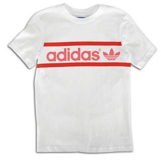 adidas Originals Heritage Logo S/S T Shirt   Boys Grade School   Casual   Clothing   White/Light Scarlet