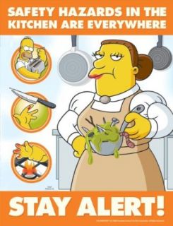 Simpsons Food Safety Poster   Safety Hazards In The Kitchen Are Everywhere: Industrial Warning Signs: Industrial & Scientific
