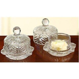 Fifth Avenue Crystal Portico Mini Butter Dishes, Set of 2: Kitchen & Dining