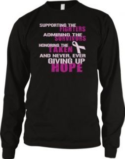 Supporting The Fighters, Admiring The Survivors, Honoring The Taken, And Never Ever Giving Up Hope Men's Long Sleeve Thermal, Cancer Support, Admire, Honor, Hope Design Men's Thermal Shirt: Clothing