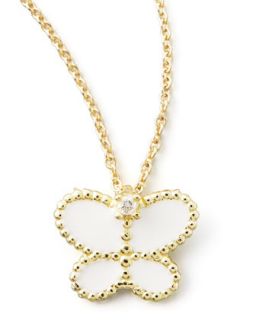 Yellow Gold Diamond White Butterfly Pendant Necklace   Roberto Coin   Yellow