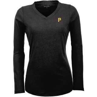 Antigua Pittsburgh Pirates Womens Flip Long Sleeve V neck T Shirt   Size: