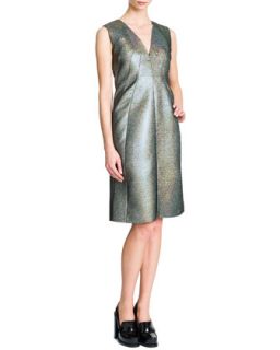 Womens Sleeveless V Neck A Line Dress, Silver   Jil Sander   Silver (38/8)