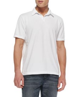 Mens Sueded Jersey Polo Shirt, White   James Perse   White (2)