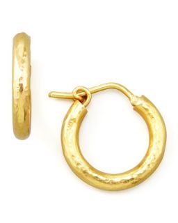 Big Baby Hammered 19k Gold Hoop Earrings, 1/2   Elizabeth Locke   Red (19k )