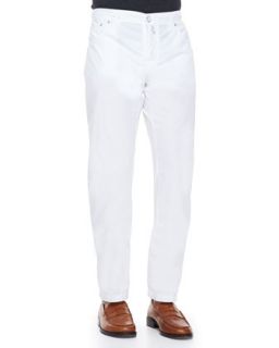 Mens Poplin Casual Trousers, White   Kiton   White (56)