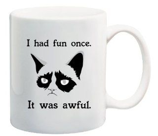 Grumpy Cat "I Had Fun Once   It Was Awful", Coffee Mug   11 Oz Mug   Nice Motivational And Inspirational Office Gift: Kitchen & Dining