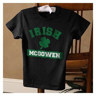 Personalized Irish Shamrock Black T Shirts for Her: Clothing
