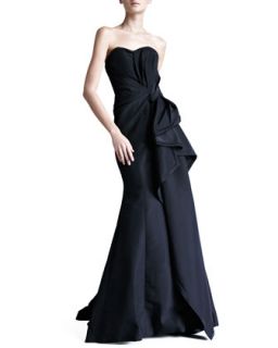 Womens Faille Strapless Gown   Carolina Herrera   Black (4)