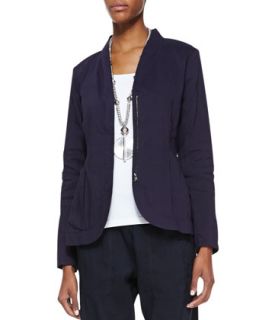 Womens Shawl Collar Peplum Jacket   Eileen Fisher   Midnight (L (14/16))