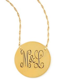 Gold Disc Cutout Script Monogram Necklace   Moon and Lola   Gold