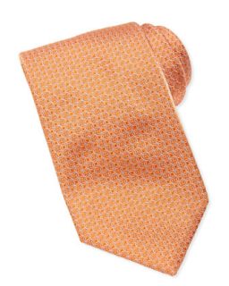 Mens Tonal Circle Links Silk Tie, Orange   Brioni   Orange