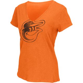 G III Womens Baltimore Orioles Logo Slub V Neck Short Sleeve T Shirt   Size: