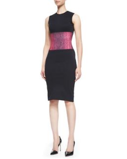Womens Snakeskin Print Sleeveless Dress   Christopher Kane   Black/Pink (UK8/4)