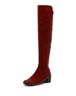 Reserve Suede Stretch Over the Knee Boot, Scarlet   Stuart Weitzman   Scarlet