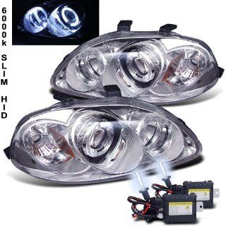 6000k Slim Xenon HID Kit + 96 98 Honda Civic Halo Projector Head Lights Lamps: Automotive
