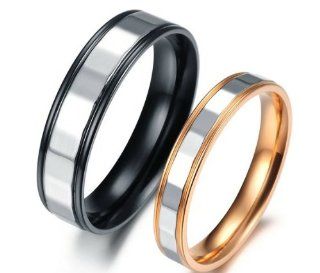 His or Hers Titanium Couple Wedding Band Set Ring in a Gift Box (Size Selectable)  R261: Jewelry