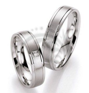 Attractive 14k White Gold His and Hers Wedding Rings 03 carats 5 mm: Jewelry