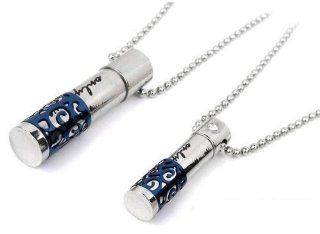 His & Hers Matching Set Titanium Couple Pendant Necklace Korean Love Style in a Gift Box (ONE PAIR): Locket Necklaces: Jewelry