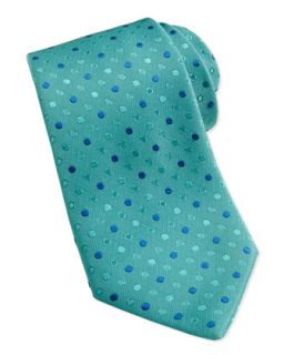 Mens Dot Pattern Silk Tie, Teal/Blue   Charvet   Teal/Blue