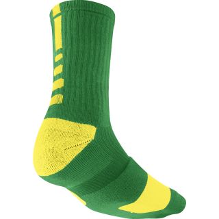 NIKE Womens Dri FIT Elite Basketball Crew Socks   Size: L, Rifle Green/yellow